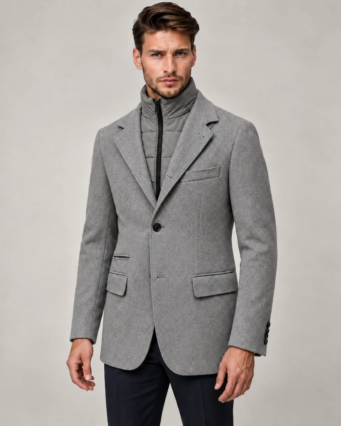 Veste sport matelassée, gris chiné — Détails