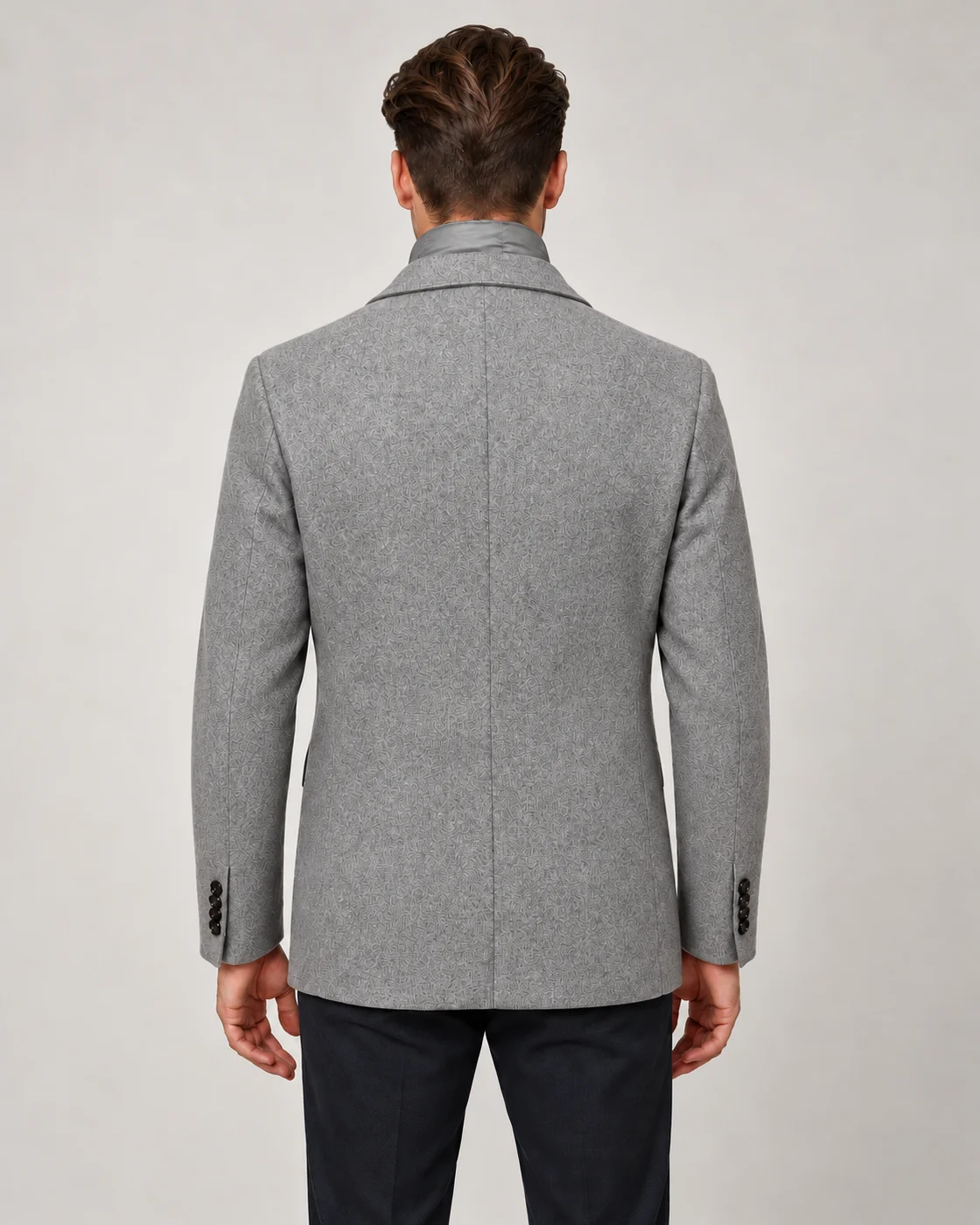Veste sport matelassée, gris chiné — Vue de dos