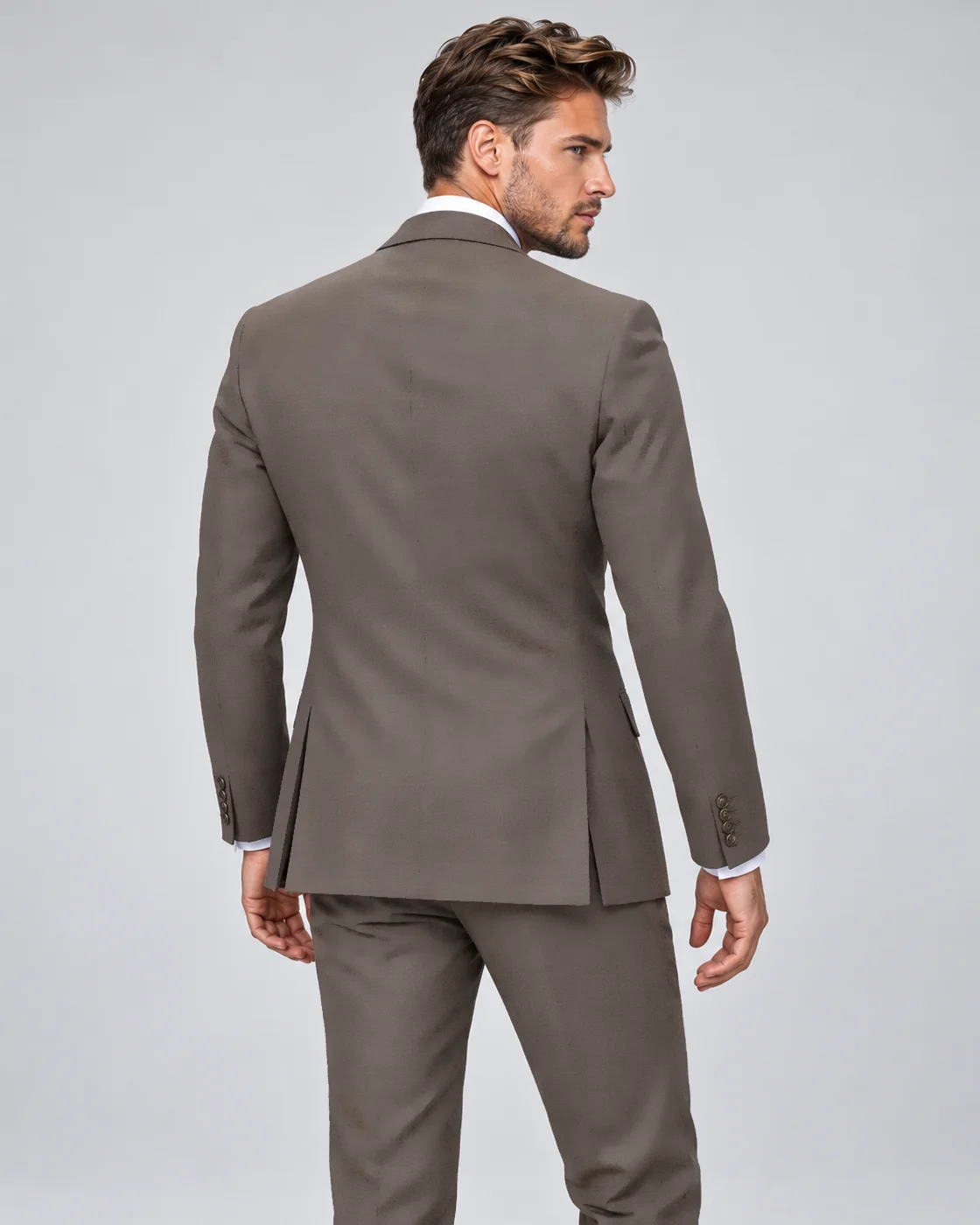 Costume noisette en pure laine — Vue de dos