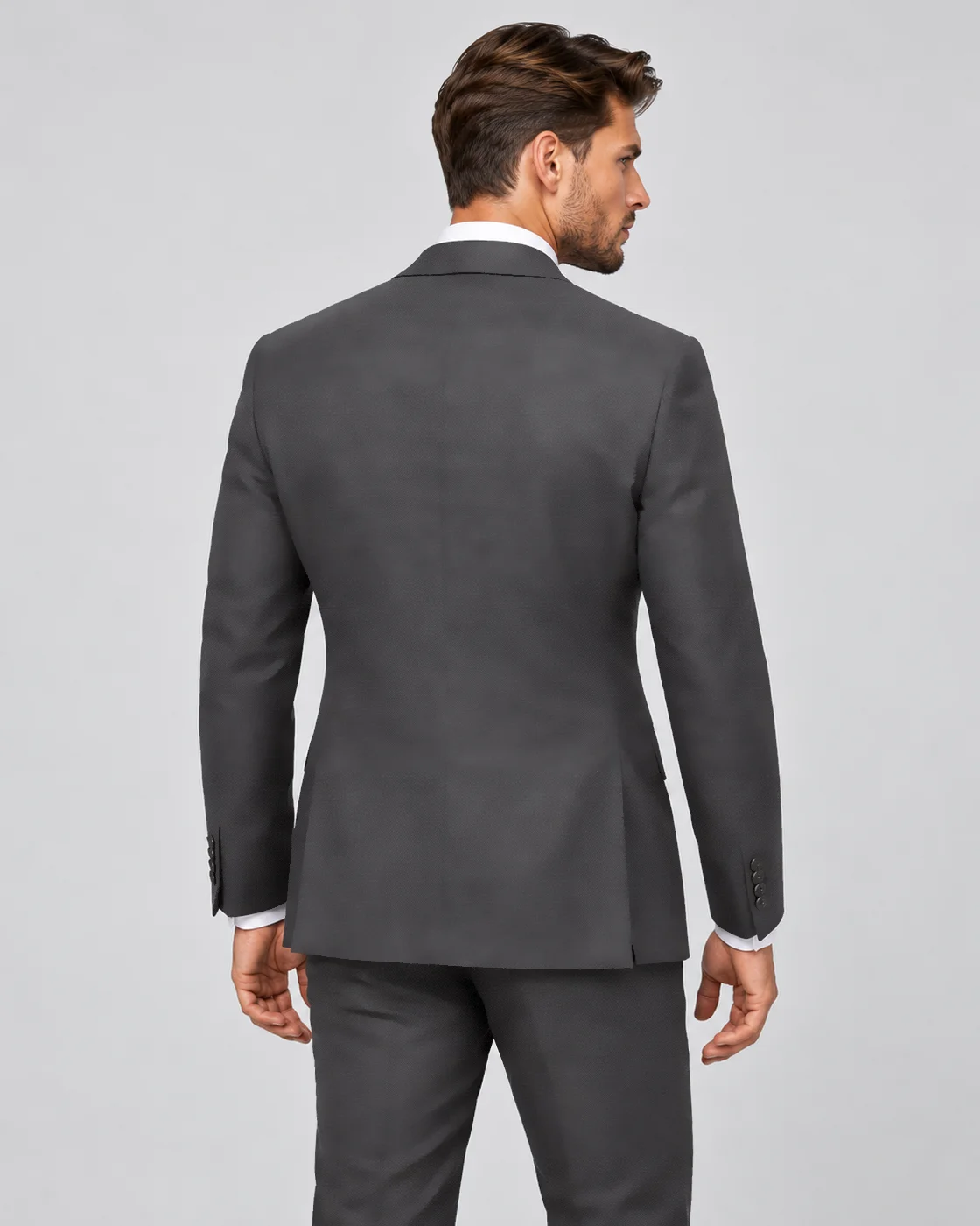 Costume gris anthracite en pure laine — Vue de dos