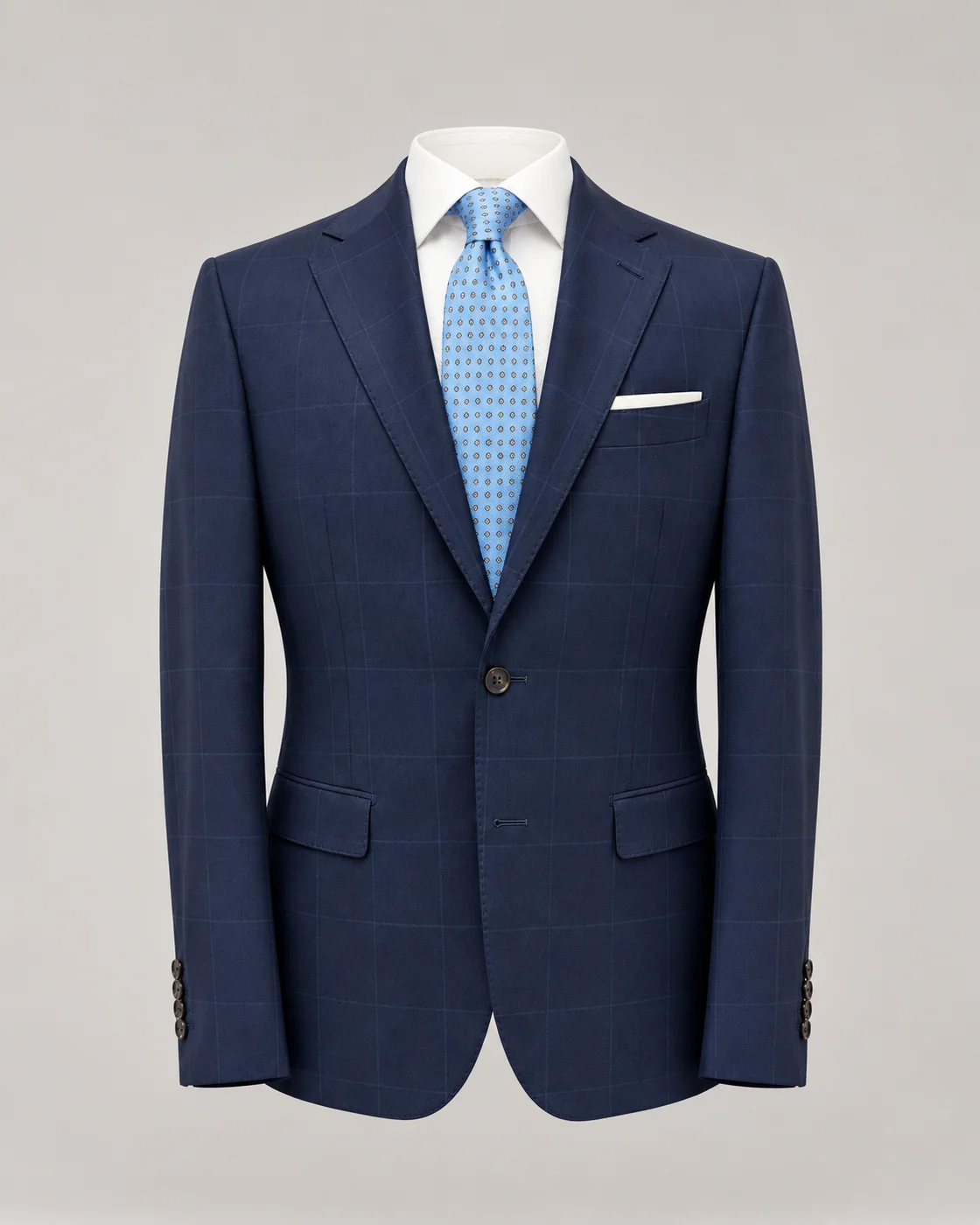 Costume bleu marine à carreaux fenêtre en pure laine — Vue produit