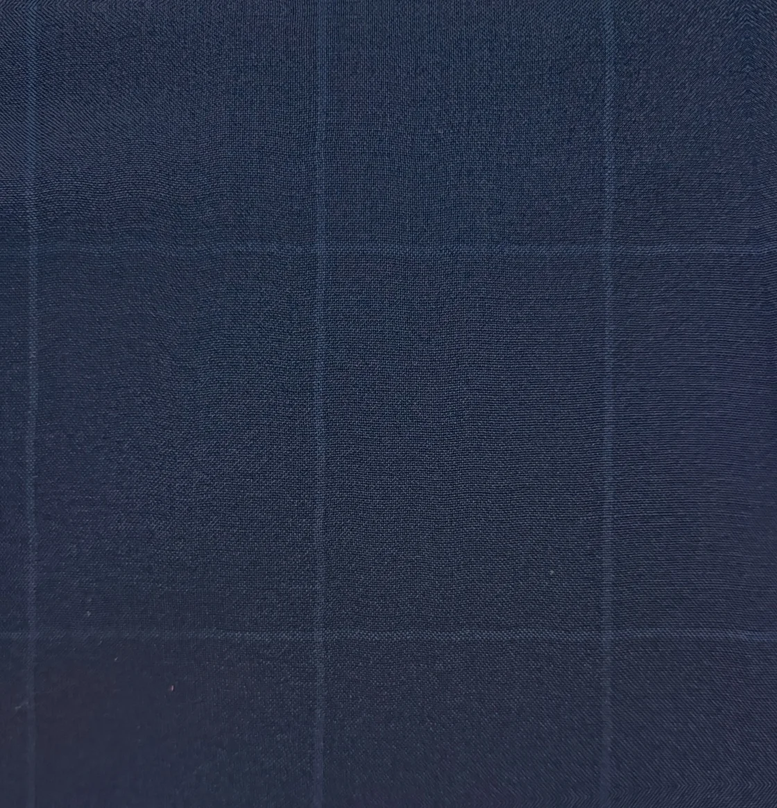 Costume bleu marine à carreaux fenêtre en pure laine — Texture du tissu