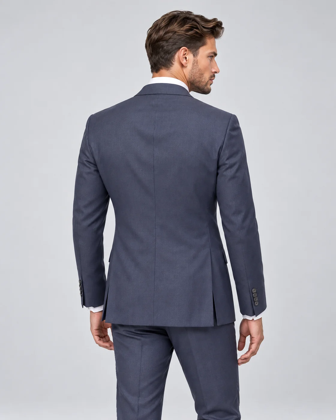 Costume bleu marine en pure laine — Vue de dos