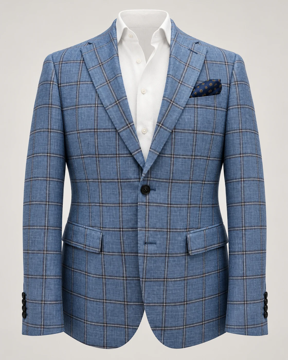 Blazer bleu ciel à carreaux en viscose de bambou — Vue produit