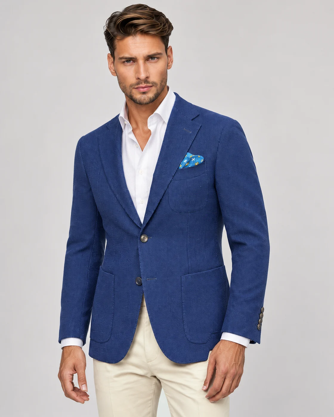 Blazer bleu marine en jersey de laine — Détails