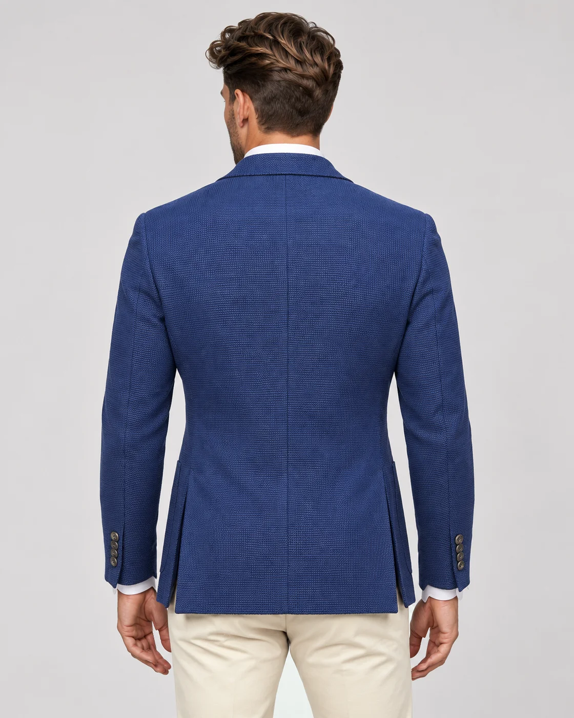 Blazer bleu marine en jersey de laine — Vue de dos