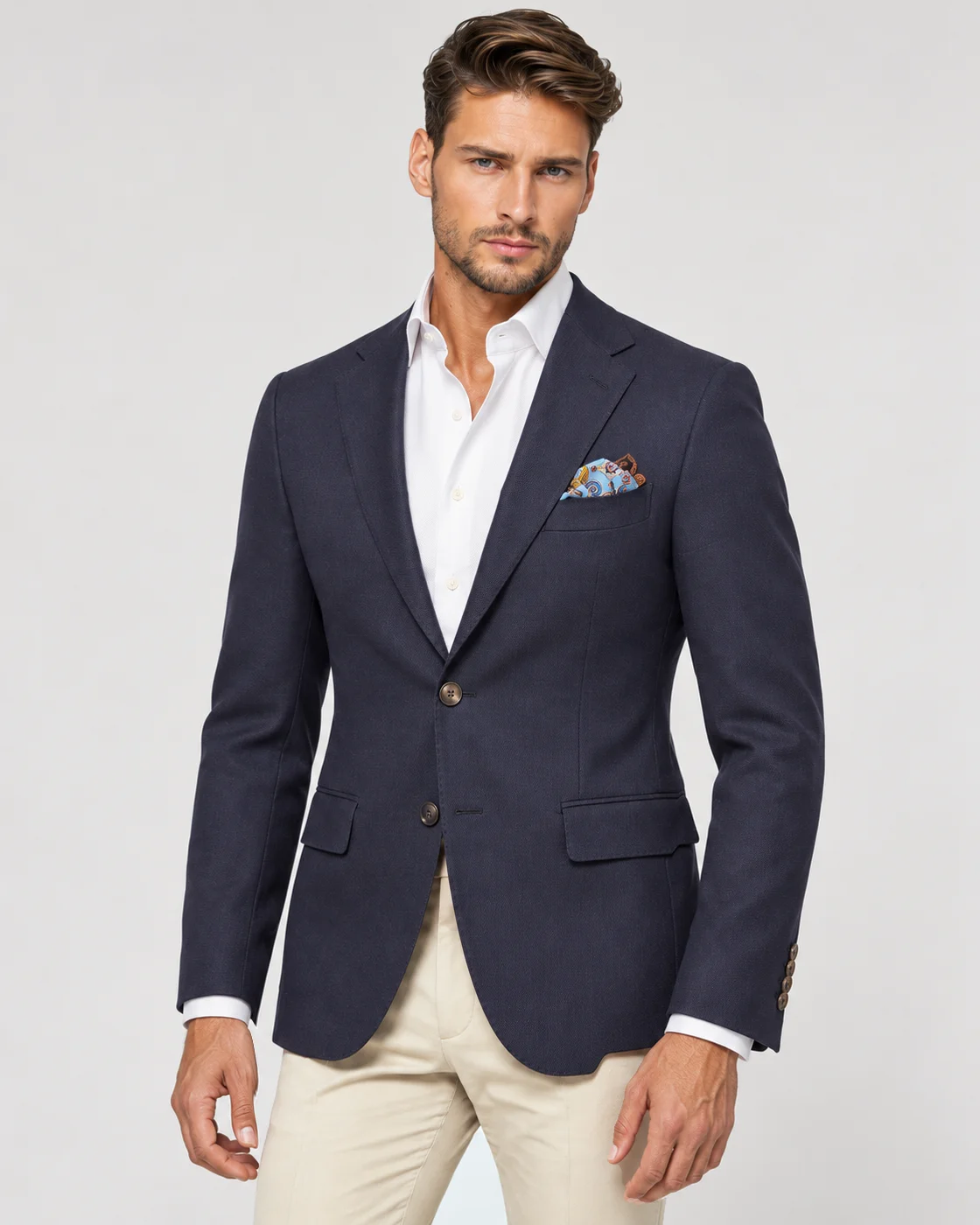 Blazer bleu marine en laine stretch — Détails