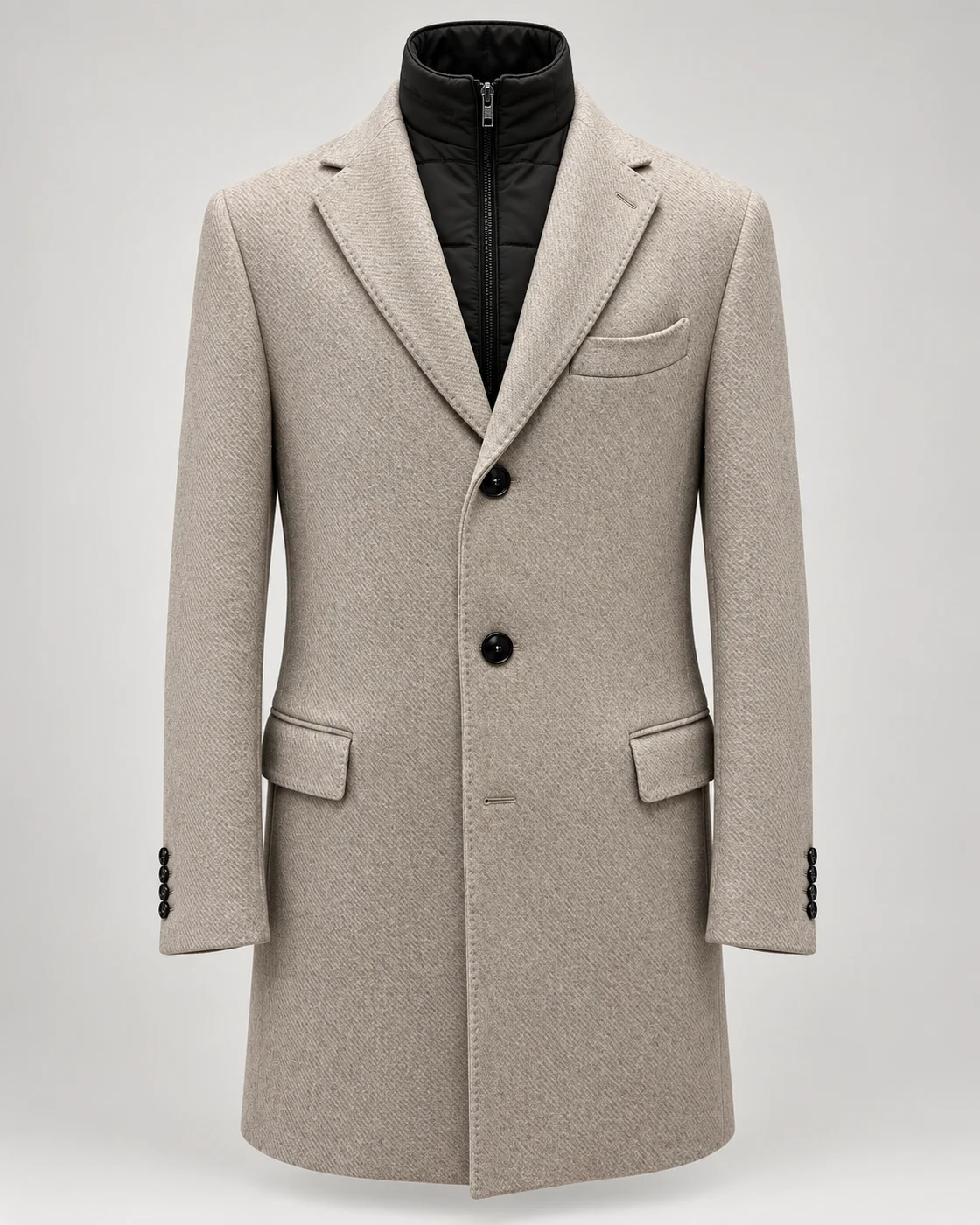 Manteau droit beige chiné — Vue produit
