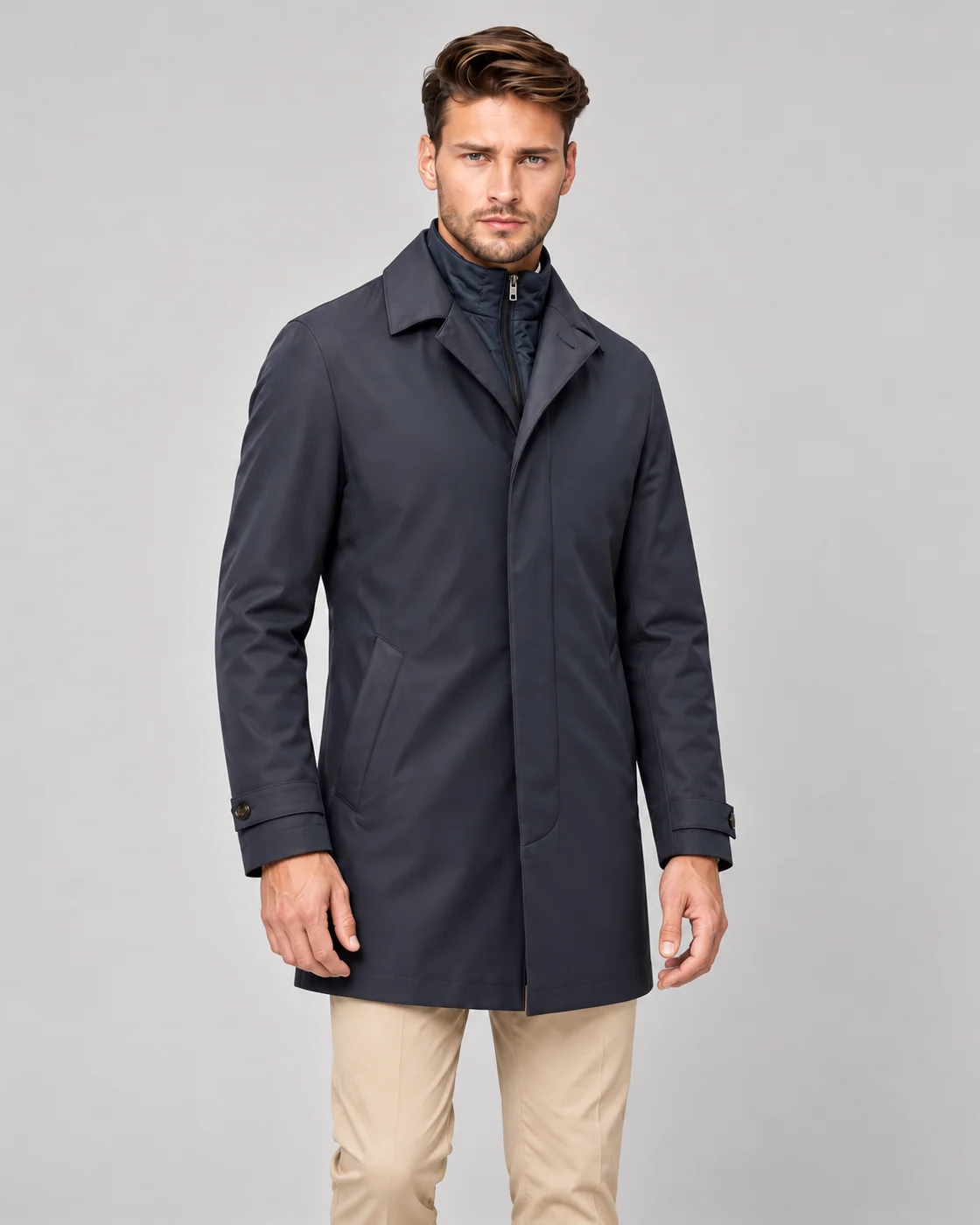 Manteau technique déperlant, bleu marine — Détails