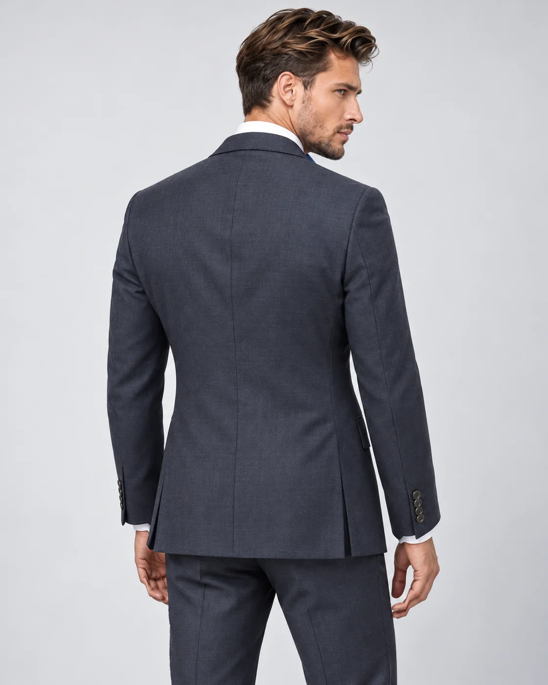 Costume bleu nuit en pure laine — Vue de dos