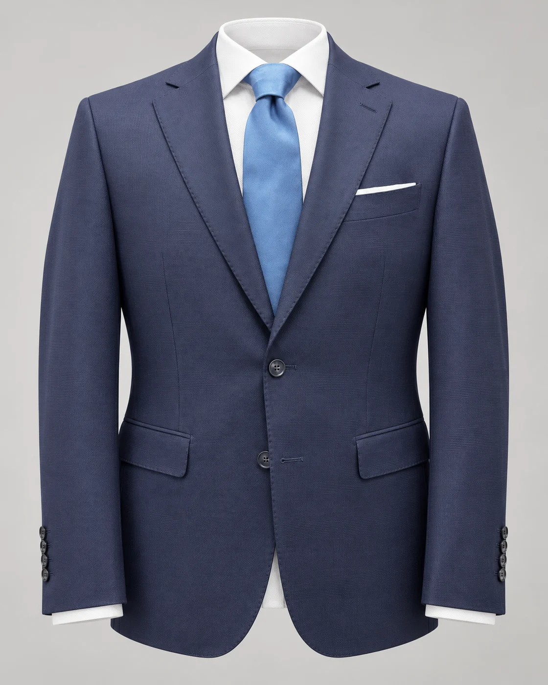 Costume bleu marine à micro-carreaux en pure laine — Vue produit